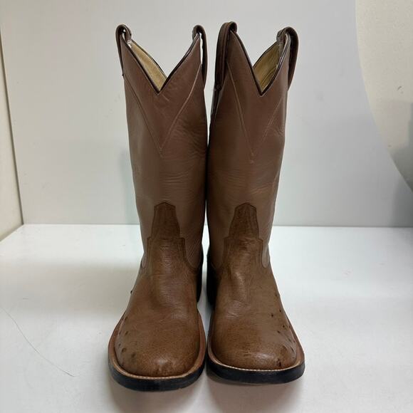 EXCELLENT Rios of Mercedes Brown Full Quill Ostrich Roper Exotic Boot 7.5 Narrow main image 14